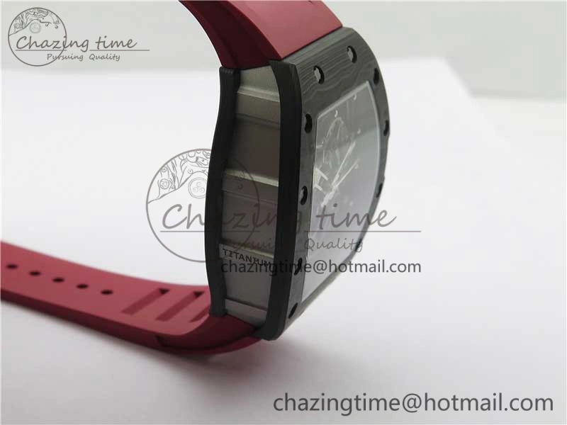 Fashionable RM055 NTPT KVF Best Edition Skeleton Dial Black on Red Rubber Strap MIYOTA8215 V 9420