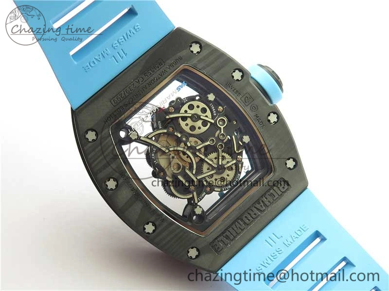 Soft RM055 NTPT KVF Best Edition Skeleton Dial Blue on Blue Rubber Strap MIYOTA8215 V 9415
