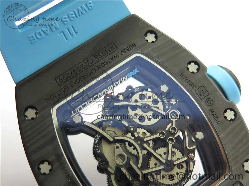 Soft RM055 NTPT KVF Best Edition Skeleton Dial Blue on Blue Rubber Strap MIYOTA8215 V 9415