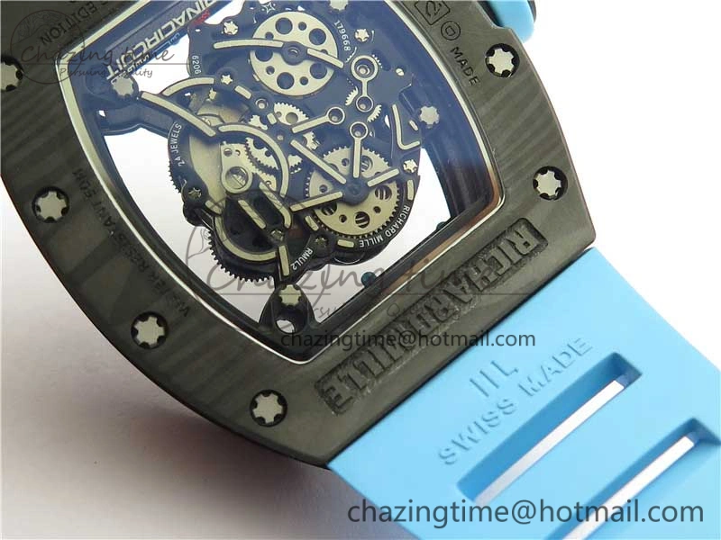 Soft RM055 NTPT KVF Best Edition Skeleton Dial Blue on Blue Rubber Strap MIYOTA8215 V 9415