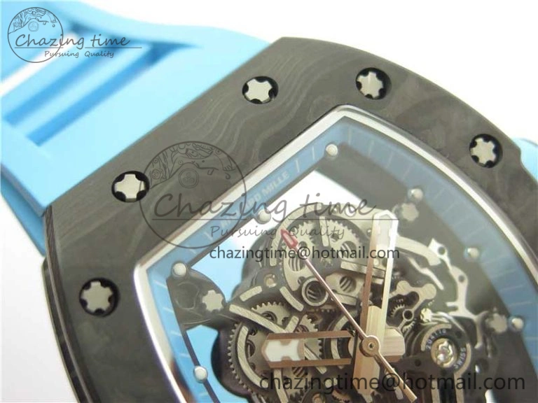 Soft RM055 NTPT KVF Best Edition Skeleton Dial Blue on Blue Rubber Strap MIYOTA8215 V 9415