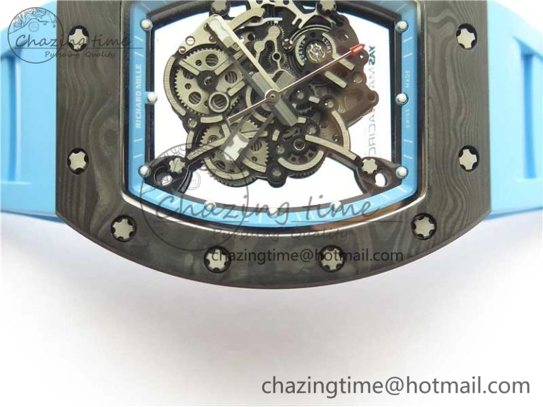 Soft RM055 NTPT KVF Best Edition Skeleton Dial Blue on Blue Rubber Strap MIYOTA8215 V 9415