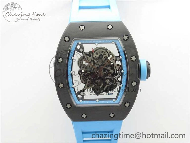 Soft RM055 NTPT KVF Best Edition Skeleton Dial Blue on Blue Rubber Strap MIYOTA8215 V 9415
