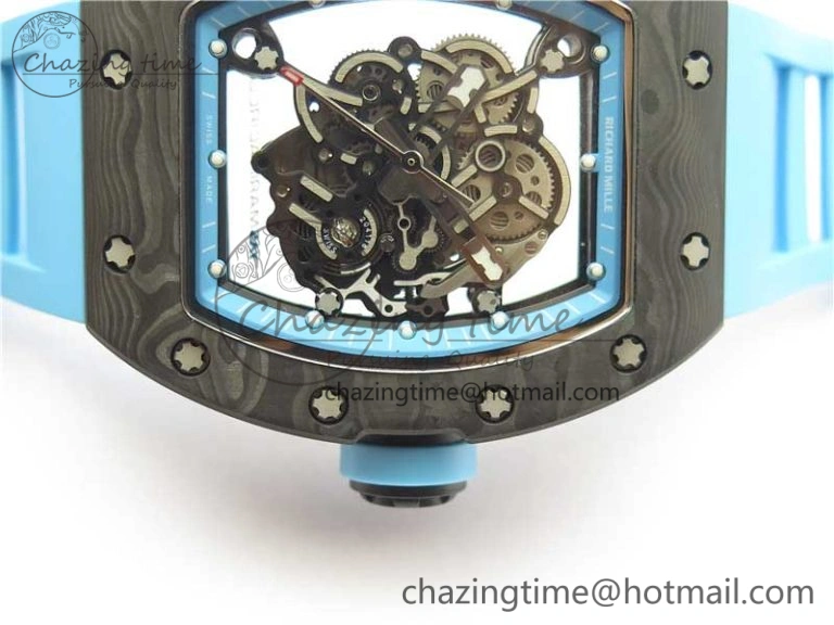 Soft RM055 NTPT KVF Best Edition Skeleton Dial Blue on Blue Rubber Strap MIYOTA8215 V 9415