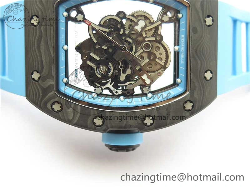 Soft RM055 NTPT KVF Best Edition Skeleton Dial Blue on Blue Rubber Strap MIYOTA8215 V 9415
