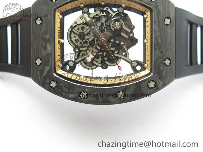 StreetReady RM055 NTPT KVF Best Edition Skeleton Dial Gold on Black Rubber Strap MIYOTA8215 V 9411