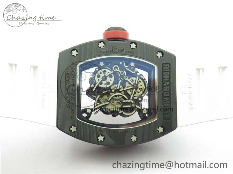 Snug RM055 NTPT KVF Best Edition Skeleton Dial Red Crown on White Rubber Strap MIYOTA8215 V 9412