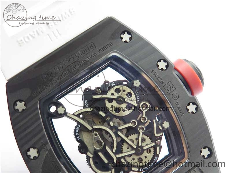 Snug RM055 NTPT KVF Best Edition Skeleton Dial Red Crown on White Rubber Strap MIYOTA8215 V 9412