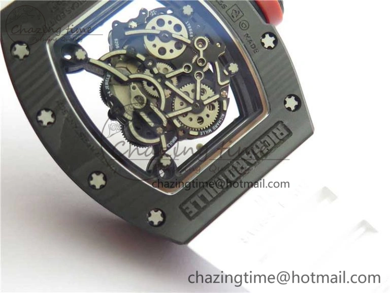 Snug RM055 NTPT KVF Best Edition Skeleton Dial Red Crown on White Rubber Strap MIYOTA8215 V 9412
