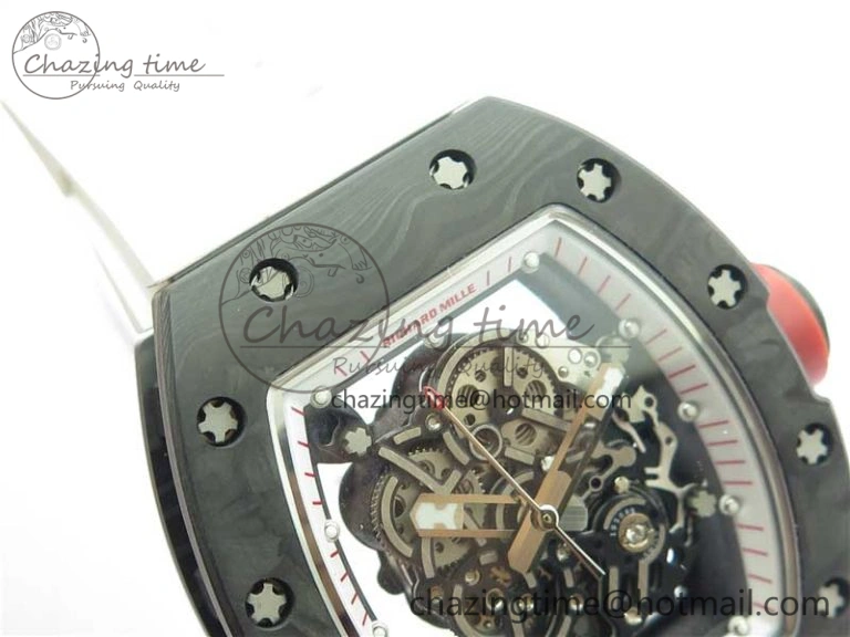 Snug RM055 NTPT KVF Best Edition Skeleton Dial Red Crown on White Rubber Strap MIYOTA8215 V 9412