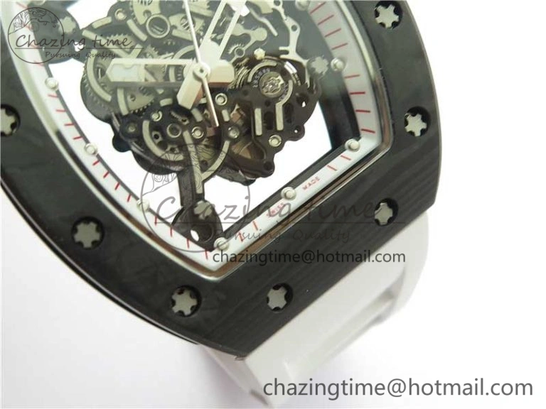 Snug RM055 NTPT KVF Best Edition Skeleton Dial Red Crown on White Rubber Strap MIYOTA8215 V 9412
