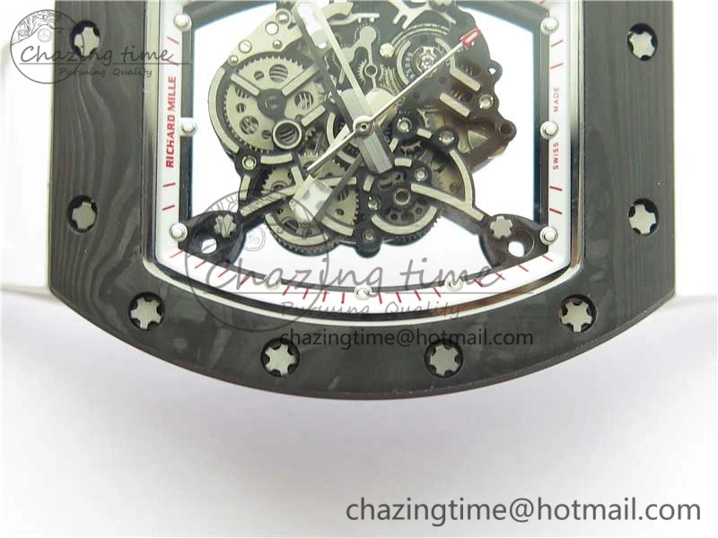 Snug RM055 NTPT KVF Best Edition Skeleton Dial Red Crown on White Rubber Strap MIYOTA8215 V 9412