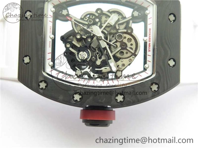 Snug RM055 NTPT KVF Best Edition Skeleton Dial Red Crown on White Rubber Strap MIYOTA8215 V 9412