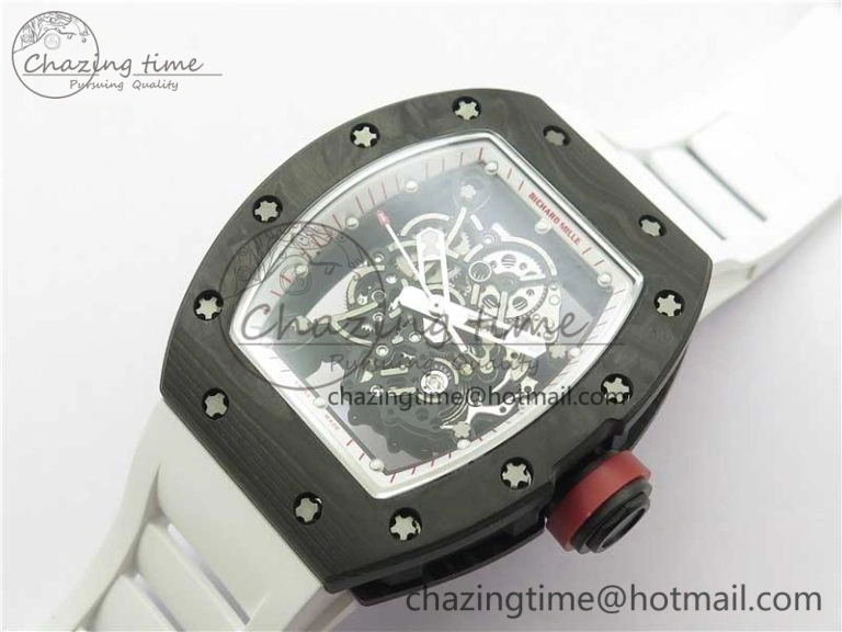 Snug RM055 NTPT KVF Best Edition Skeleton Dial Red Crown on White Rubber Strap MIYOTA8215 V 9412