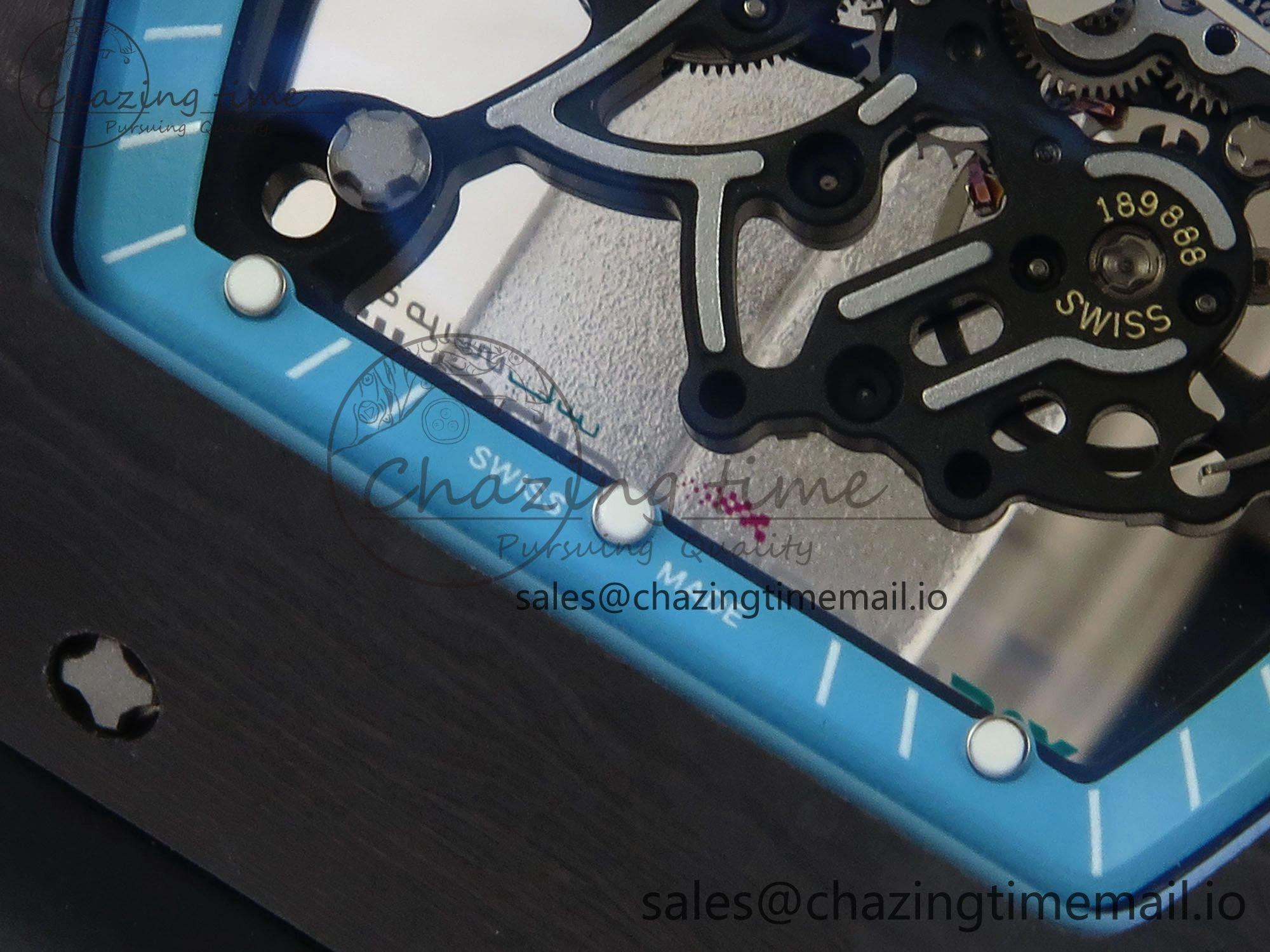 RM055 NTPT UOKF 1:1 Best Edition Blue Inner Bezel Black Crown on Black Rubber Strap RMUL2 Super Clone Versatile 9225