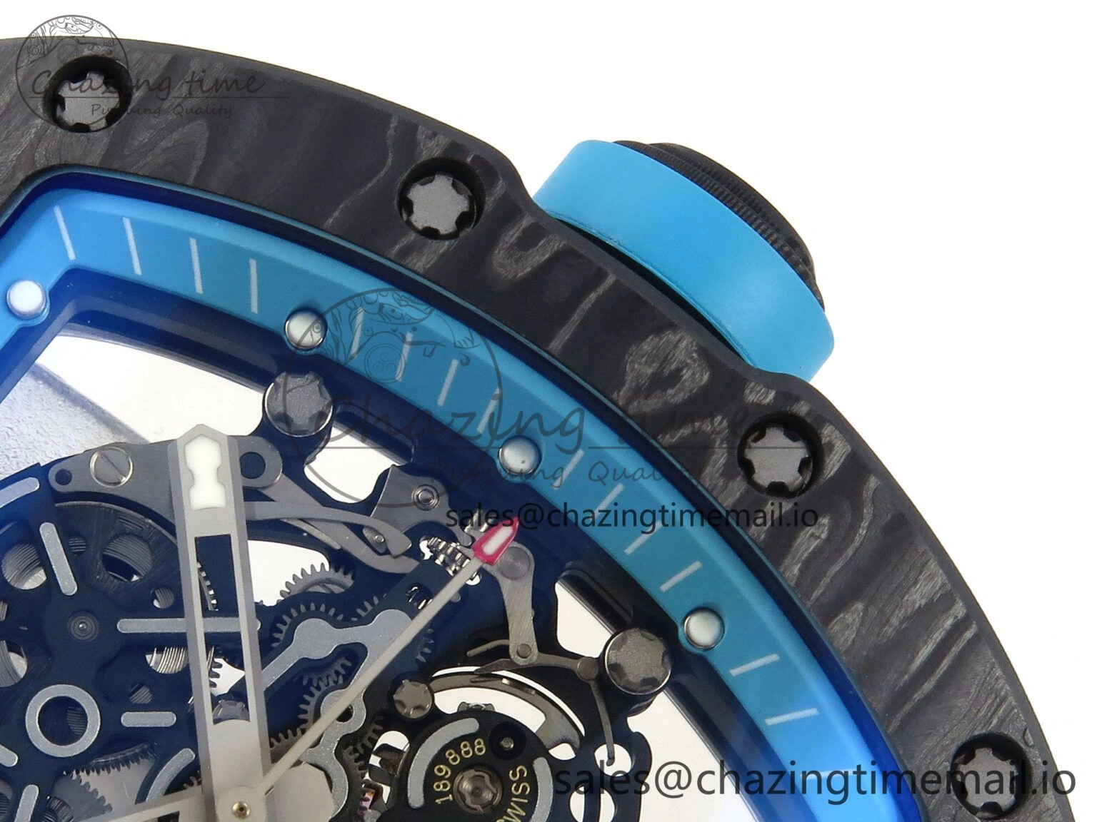 RM055 NTPT UOKF 1:1 Best Edition Blue Inner Bezel Black Crown on Black Rubber Strap RMUL2 Super Clone Versatile 9225