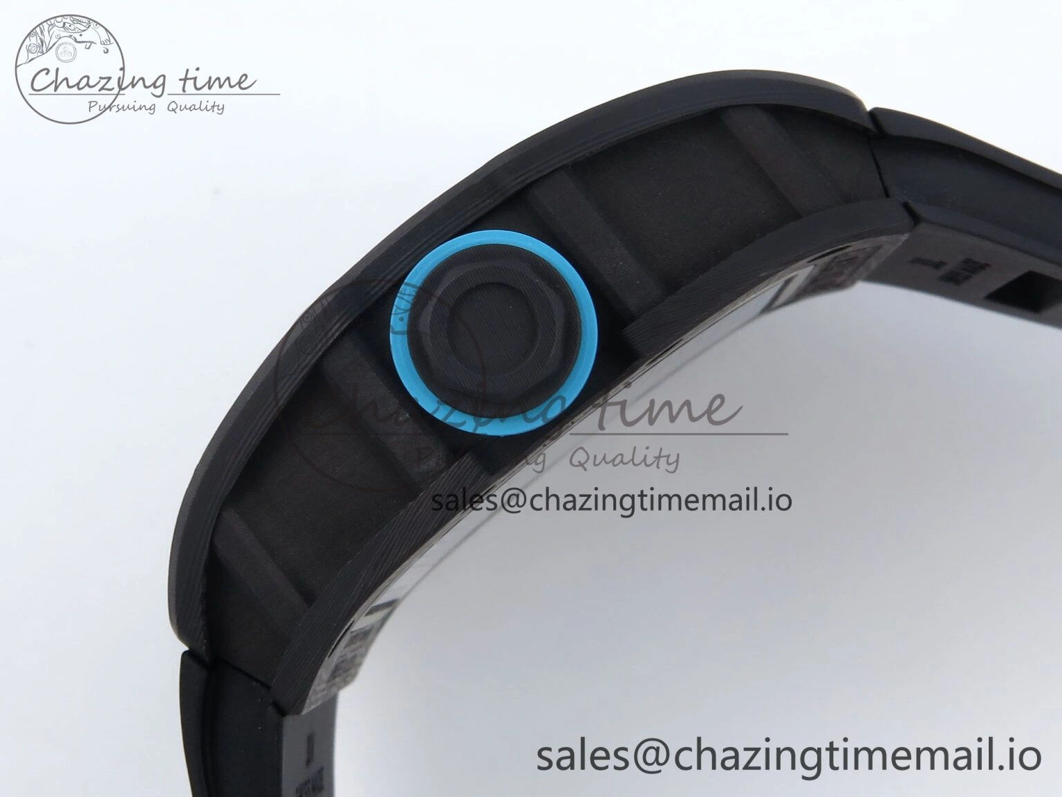 RM055 NTPT UOKF 1:1 Best Edition Blue Inner Bezel Black Crown on Black Rubber Strap RMUL2 Super Clone Versatile 9225