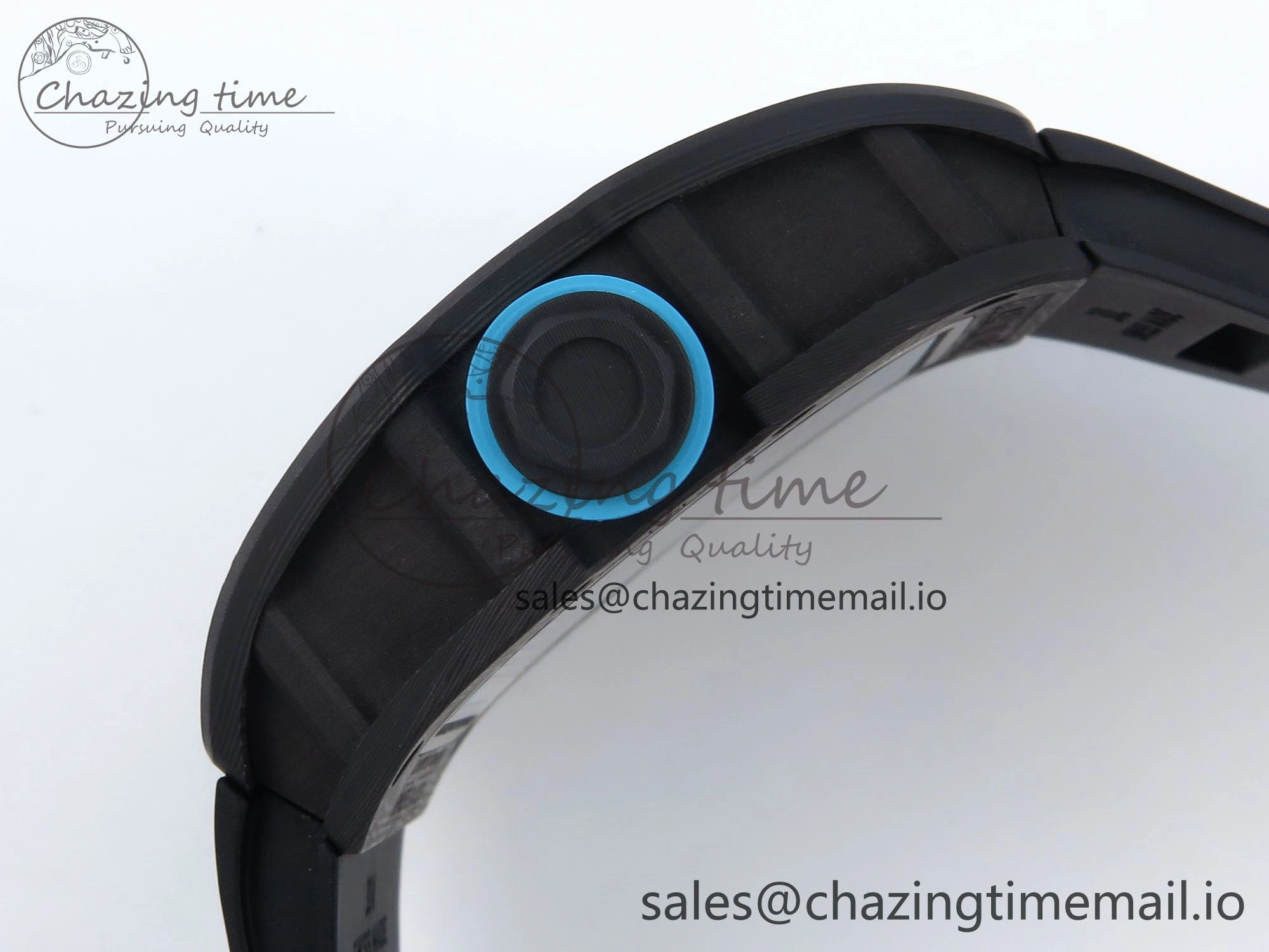 RM055 NTPT UOKF 1:1 Best Edition Blue Inner Bezel Black Crown on Black Rubber Strap RMUL2 Super Clone Versatile 9225