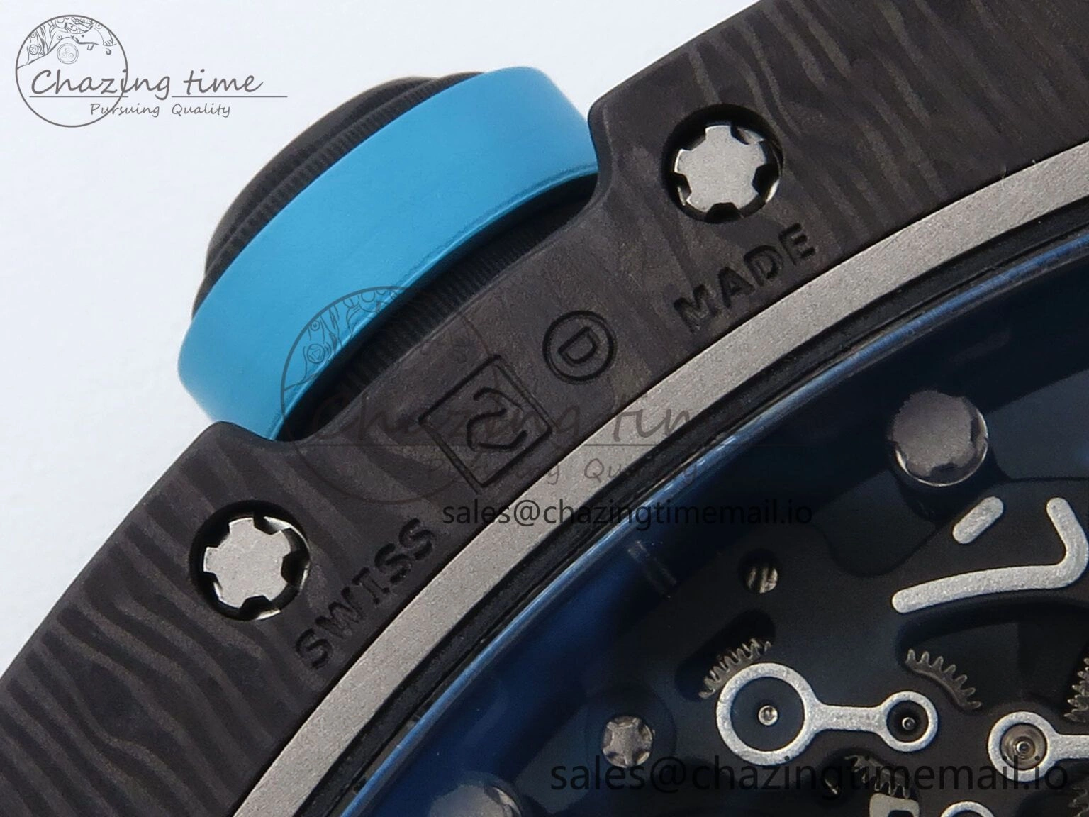 RM055 NTPT UOKF 1:1 Best Edition Blue Inner Bezel Black Crown on Black Rubber Strap RMUL2 Super Clone Versatile 9225