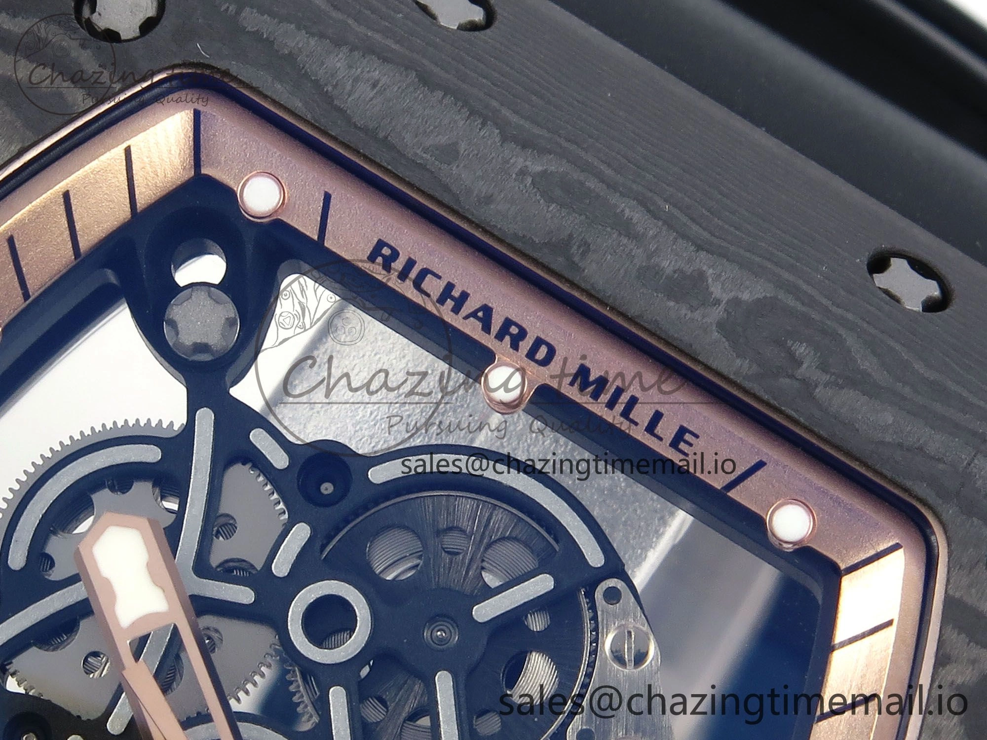 Stylish RM055 NTPT UOKF 1:1 Best Edition RG Inner Bezel Black Crown on Black Rubber Strap RMUL2 Super Clone 9224