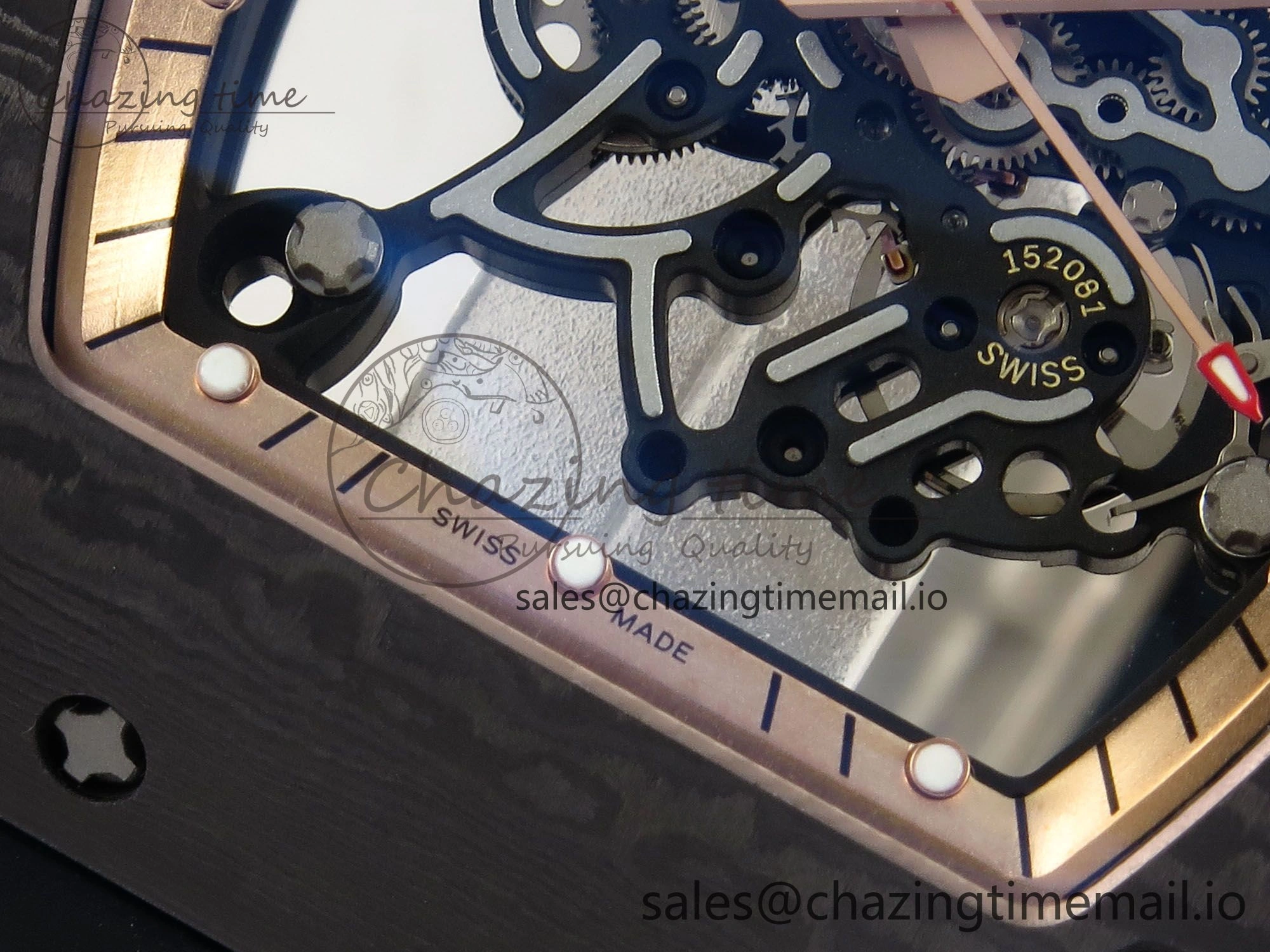 Stylish RM055 NTPT UOKF 1:1 Best Edition RG Inner Bezel Black Crown on Black Rubber Strap RMUL2 Super Clone 9224