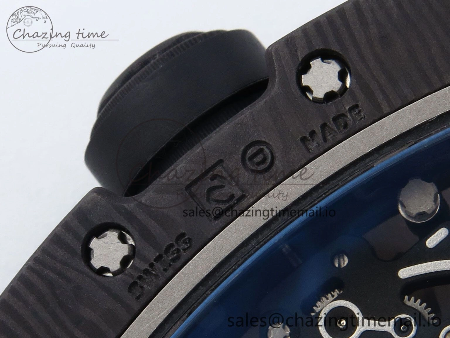 Stylish RM055 NTPT UOKF 1:1 Best Edition RG Inner Bezel Black Crown on Black Rubber Strap RMUL2 Super Clone 9224