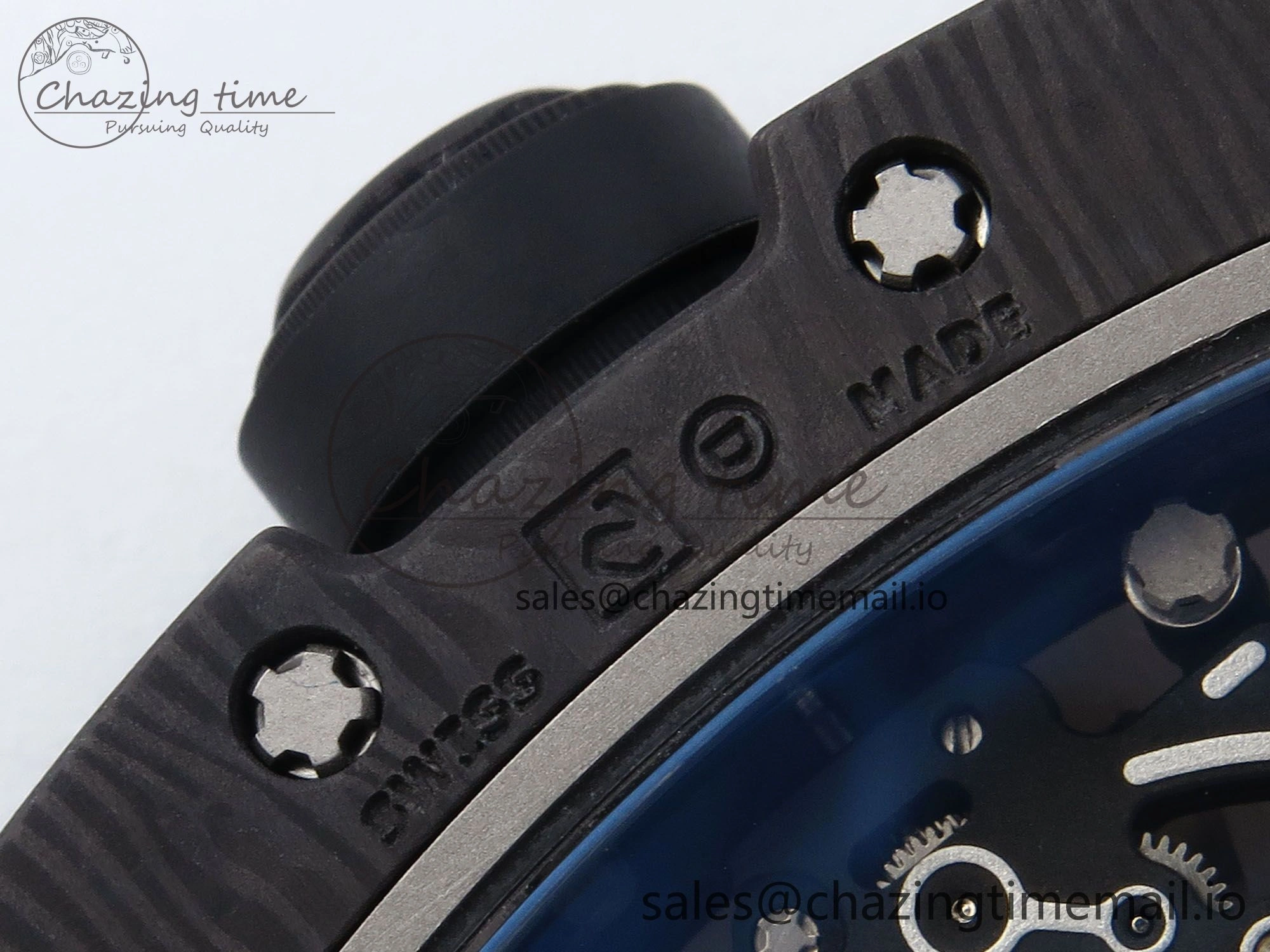 Stylish RM055 NTPT UOKF 1:1 Best Edition RG Inner Bezel Black Crown on Black Rubber Strap RMUL2 Super Clone 9224