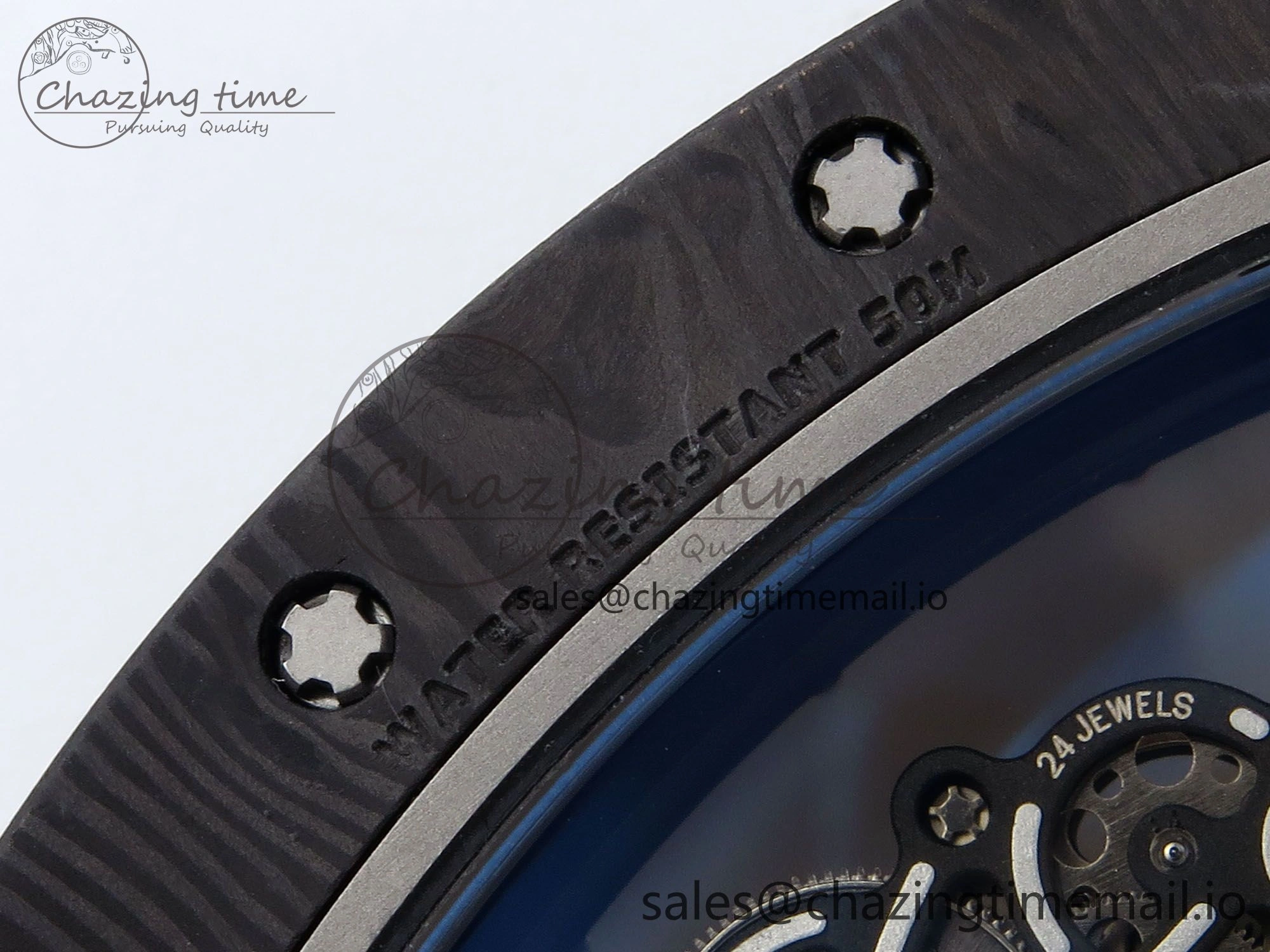 Stylish RM055 NTPT UOKF 1:1 Best Edition RG Inner Bezel Black Crown on Black Rubber Strap RMUL2 Super Clone 9224