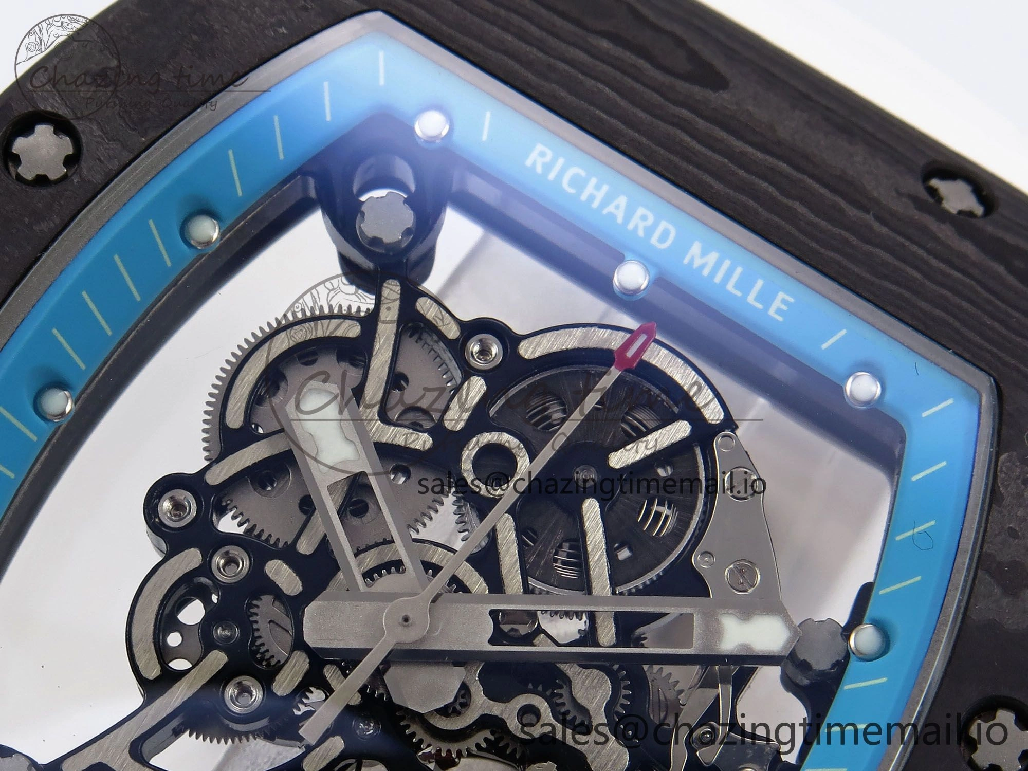 ZeroBulk RM055 NTPT YSF 1:1 Best Edition Blue Bezel Blue Crown on White Rubber Strap RMUL2 Super Clone 9247