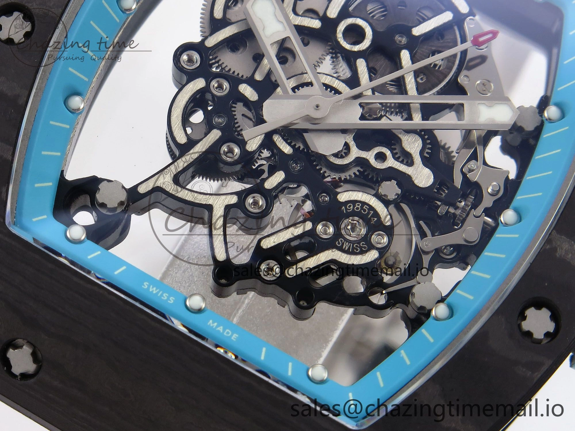 ZeroBulk RM055 NTPT YSF 1:1 Best Edition Blue Bezel Blue Crown on White Rubber Strap RMUL2 Super Clone 9247