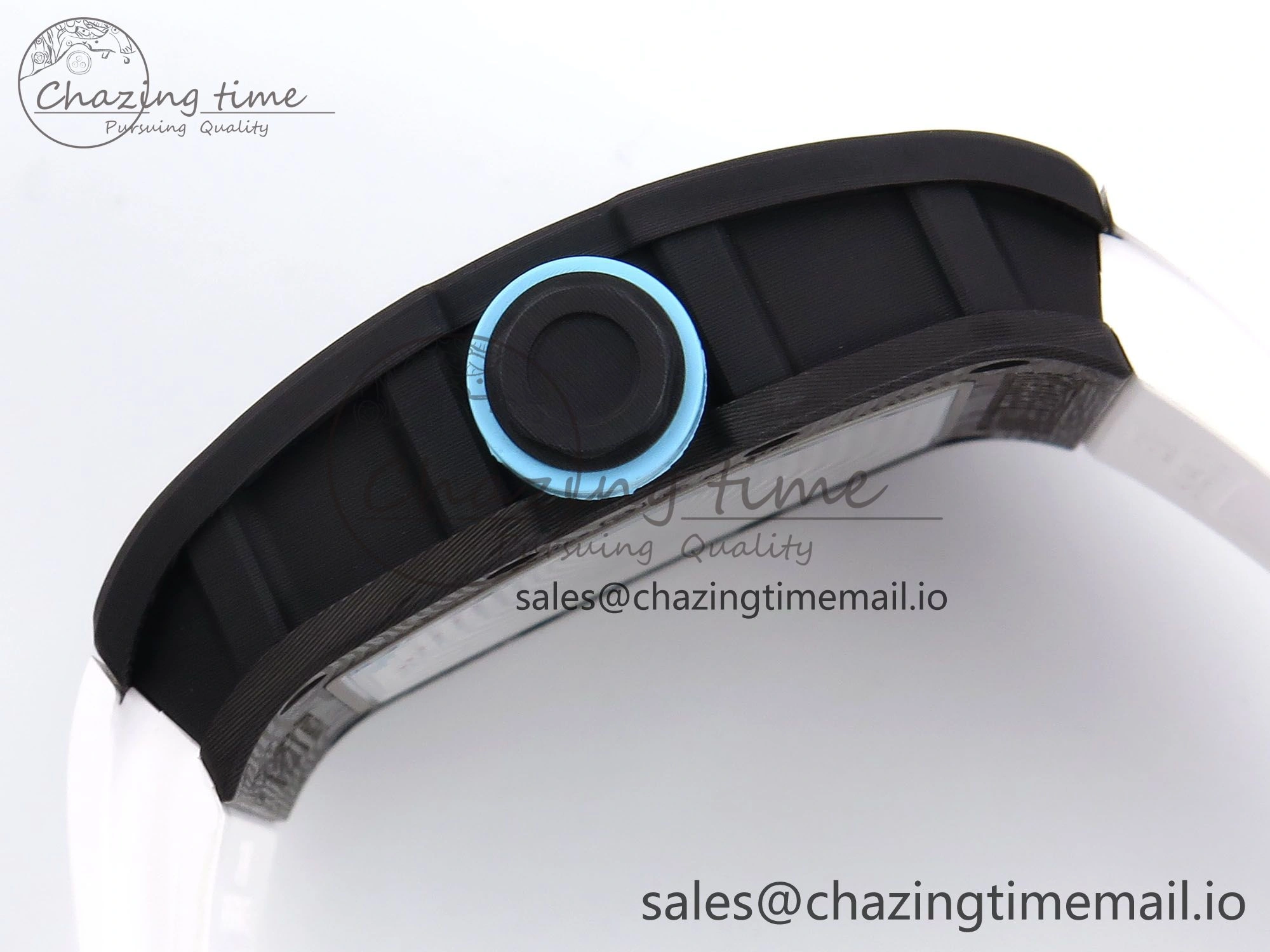 ZeroBulk RM055 NTPT YSF 1:1 Best Edition Blue Bezel Blue Crown on White Rubber Strap RMUL2 Super Clone 9247