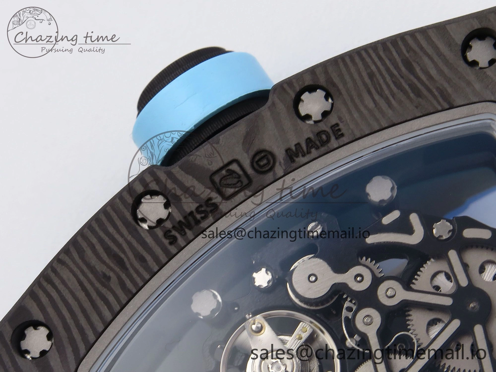 ZeroBulk RM055 NTPT YSF 1:1 Best Edition Blue Bezel Blue Crown on White Rubber Strap RMUL2 Super Clone 9247