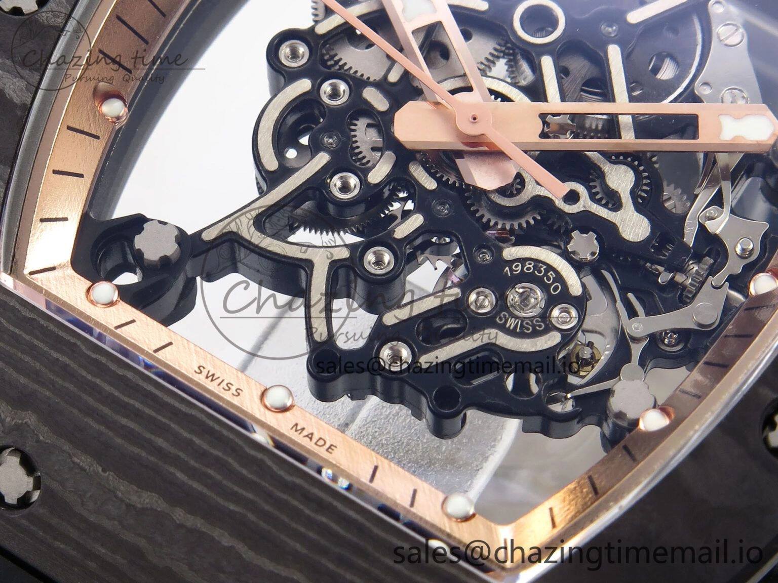 RM055 NTPT YSF 1:1 Best Edition RG Bezel Black Crown on Black Rubber Strap RMUL2 Super Clone Sleek 9250