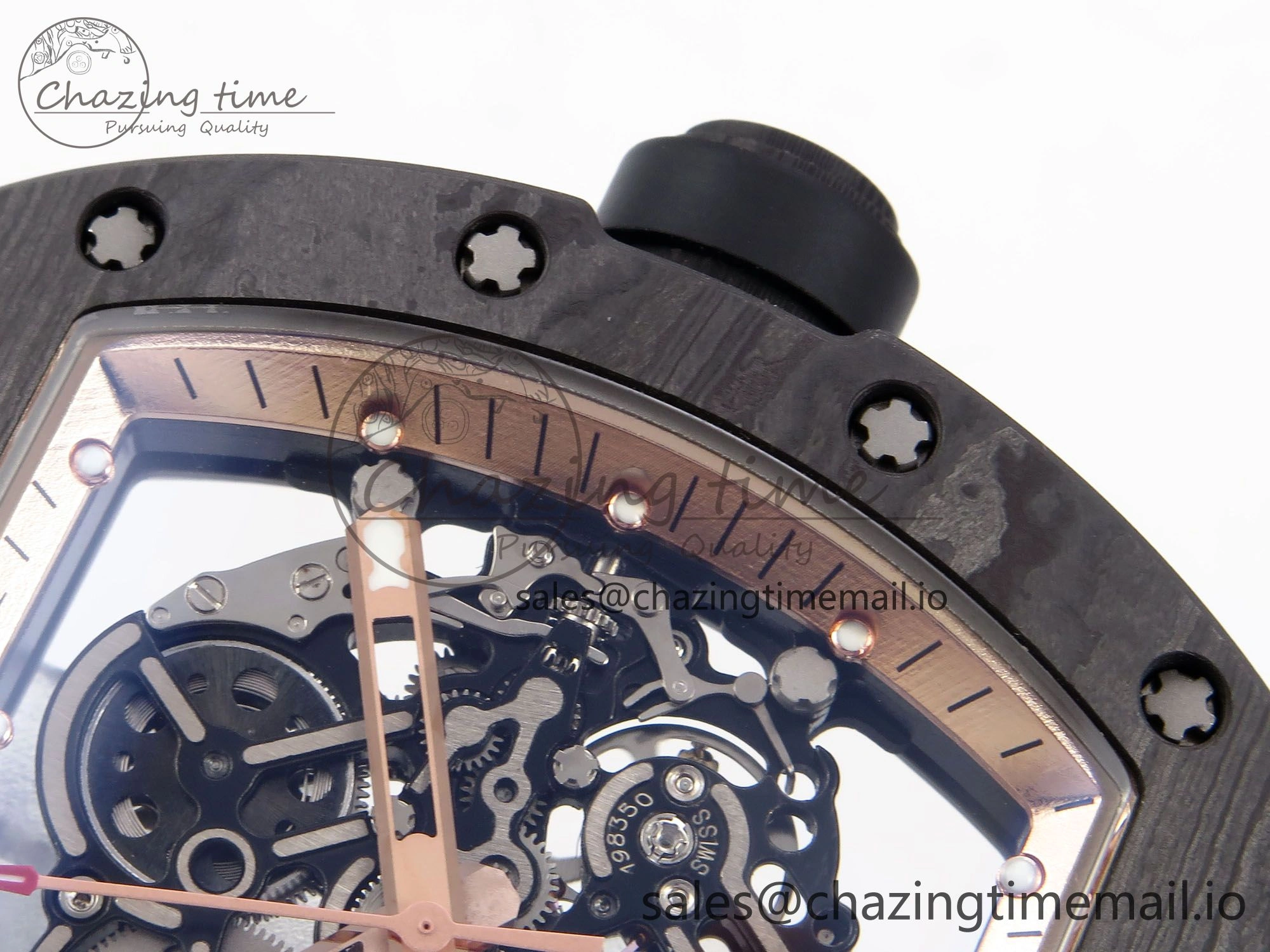 RM055 NTPT YSF 1:1 Best Edition RG Bezel Black Crown on Black Rubber Strap RMUL2 Super Clone Sleek 9250