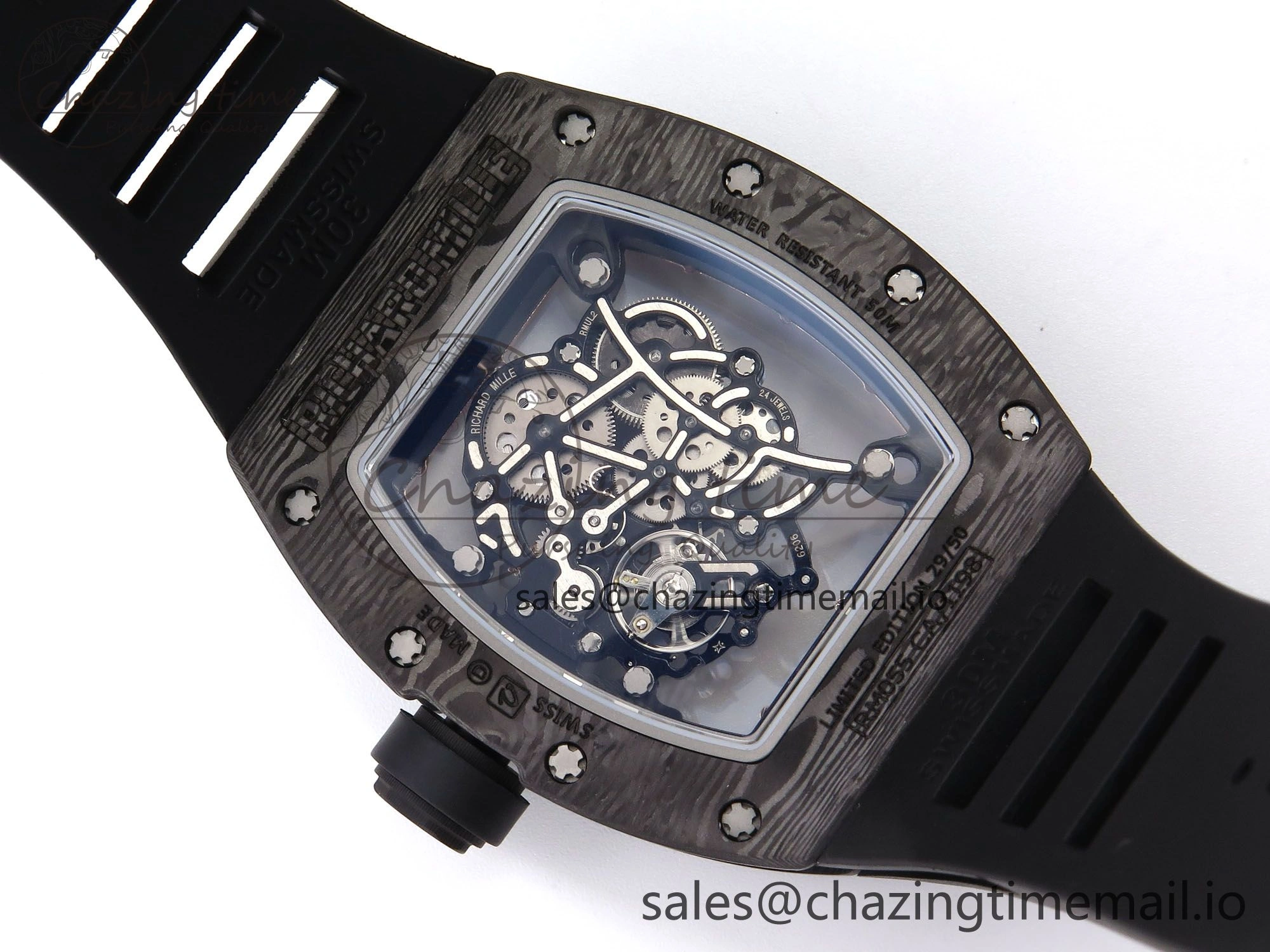 RM055 NTPT YSF 1:1 Best Edition RG Bezel Black Crown on Black Rubber Strap RMUL2 Super Clone Sleek 9250