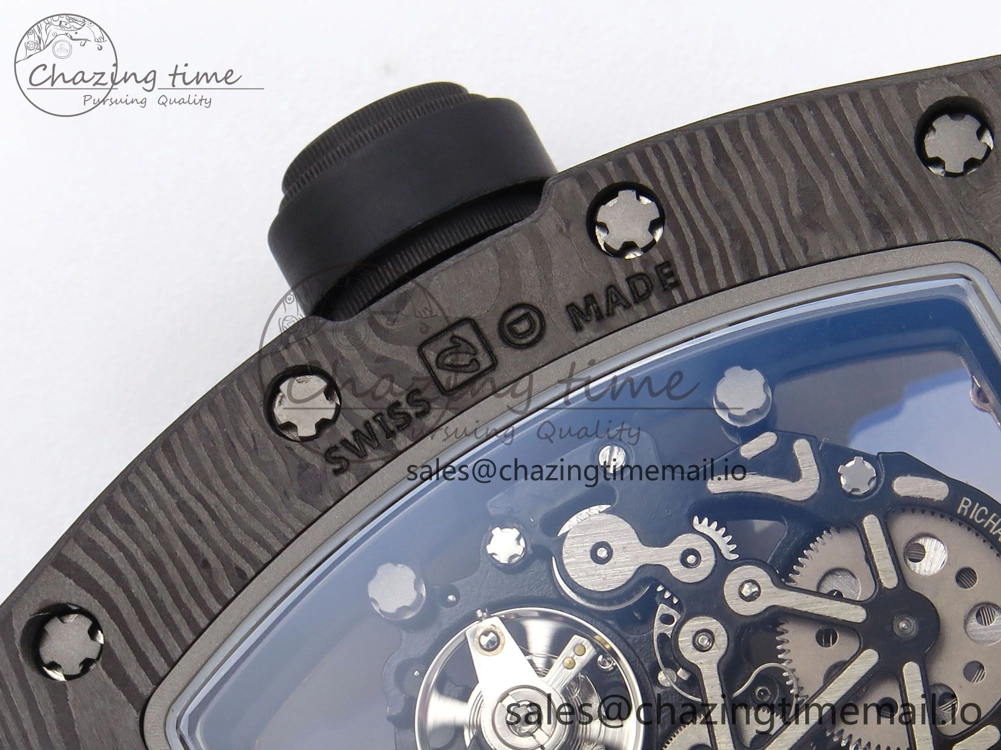 RM055 NTPT YSF 1:1 Best Edition RG Bezel Black Crown on Black Rubber Strap RMUL2 Super Clone Sleek 9250