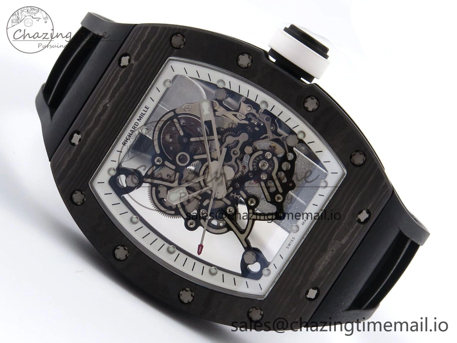 Reliable RM055 NTPT YSF 1:1 Best Edition White Bezel White Crown on Black Rubber Strap RMUL2 Super Clone 9249