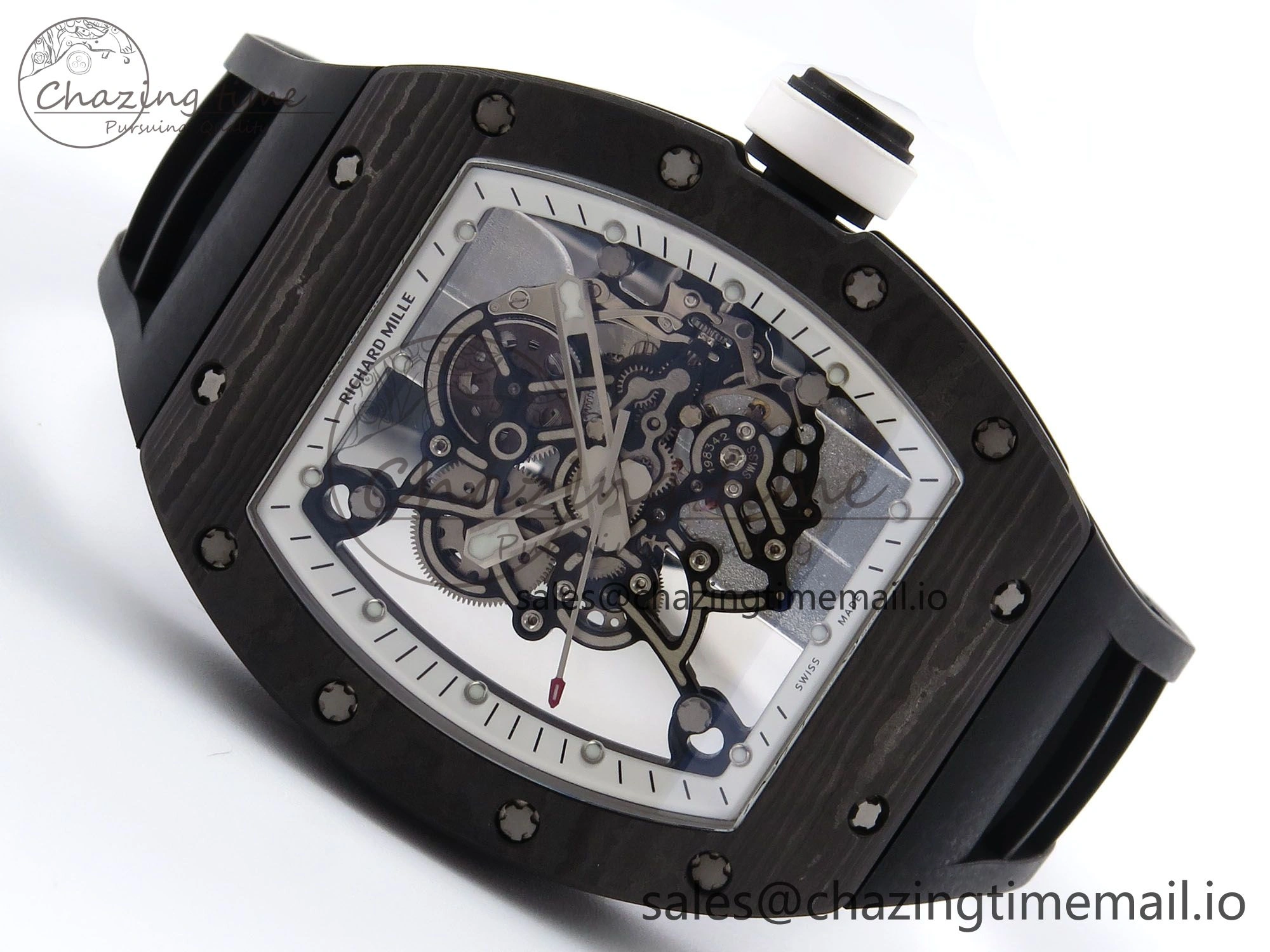 Reliable RM055 NTPT YSF 1:1 Best Edition White Bezel White Crown on Black Rubber Strap RMUL2 Super Clone 9249