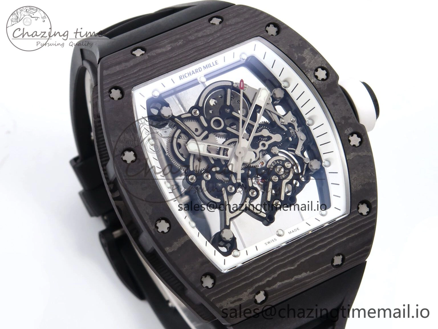 Reliable RM055 NTPT YSF 1:1 Best Edition White Bezel White Crown on Black Rubber Strap RMUL2 Super Clone 9249