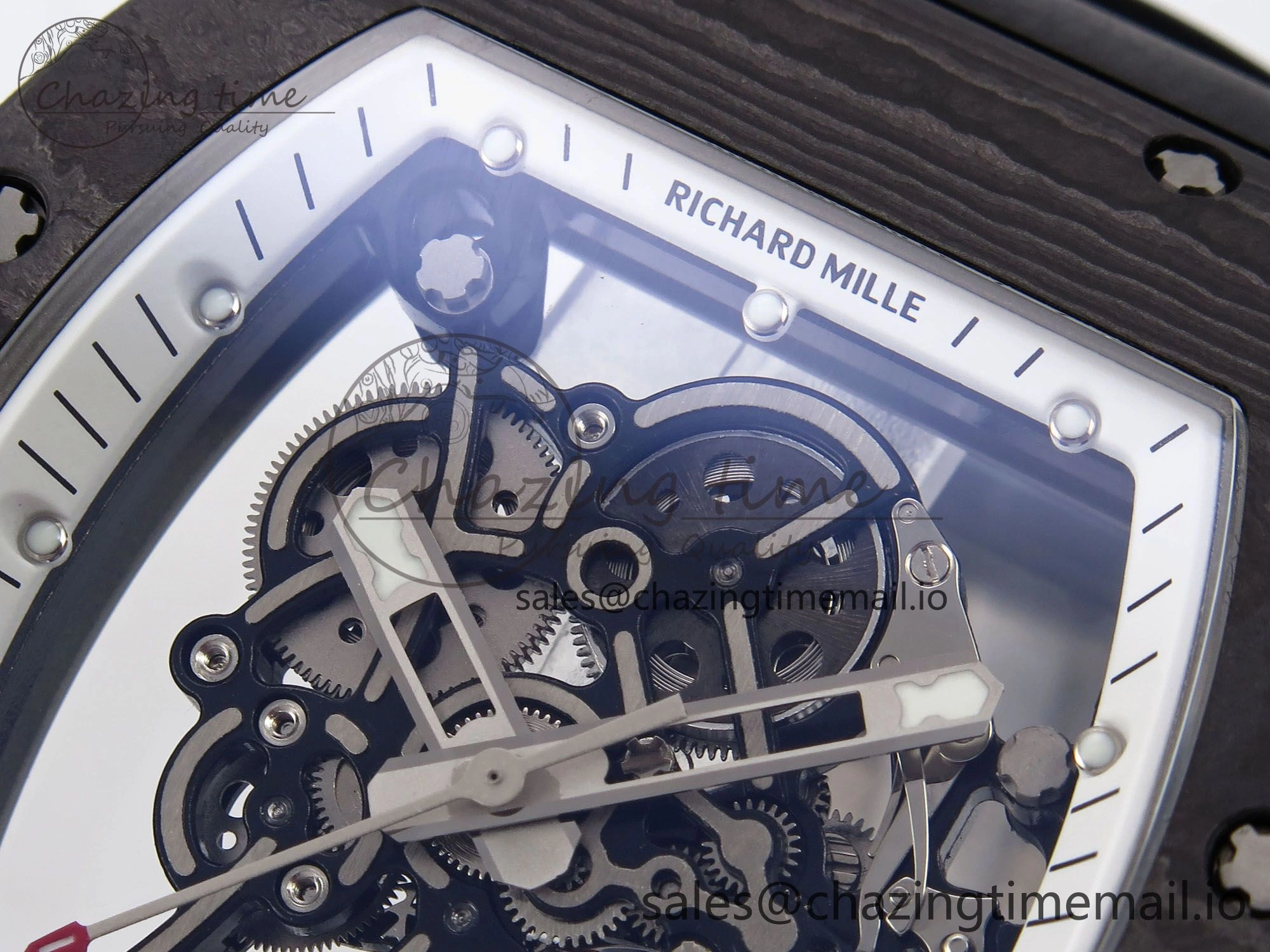 Reliable RM055 NTPT YSF 1:1 Best Edition White Bezel White Crown on Black Rubber Strap RMUL2 Super Clone 9249