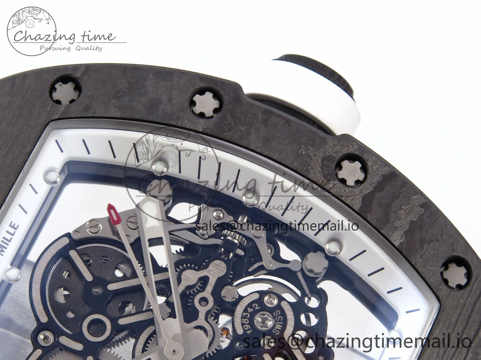 Reliable RM055 NTPT YSF 1:1 Best Edition White Bezel White Crown on Black Rubber Strap RMUL2 Super Clone 9249