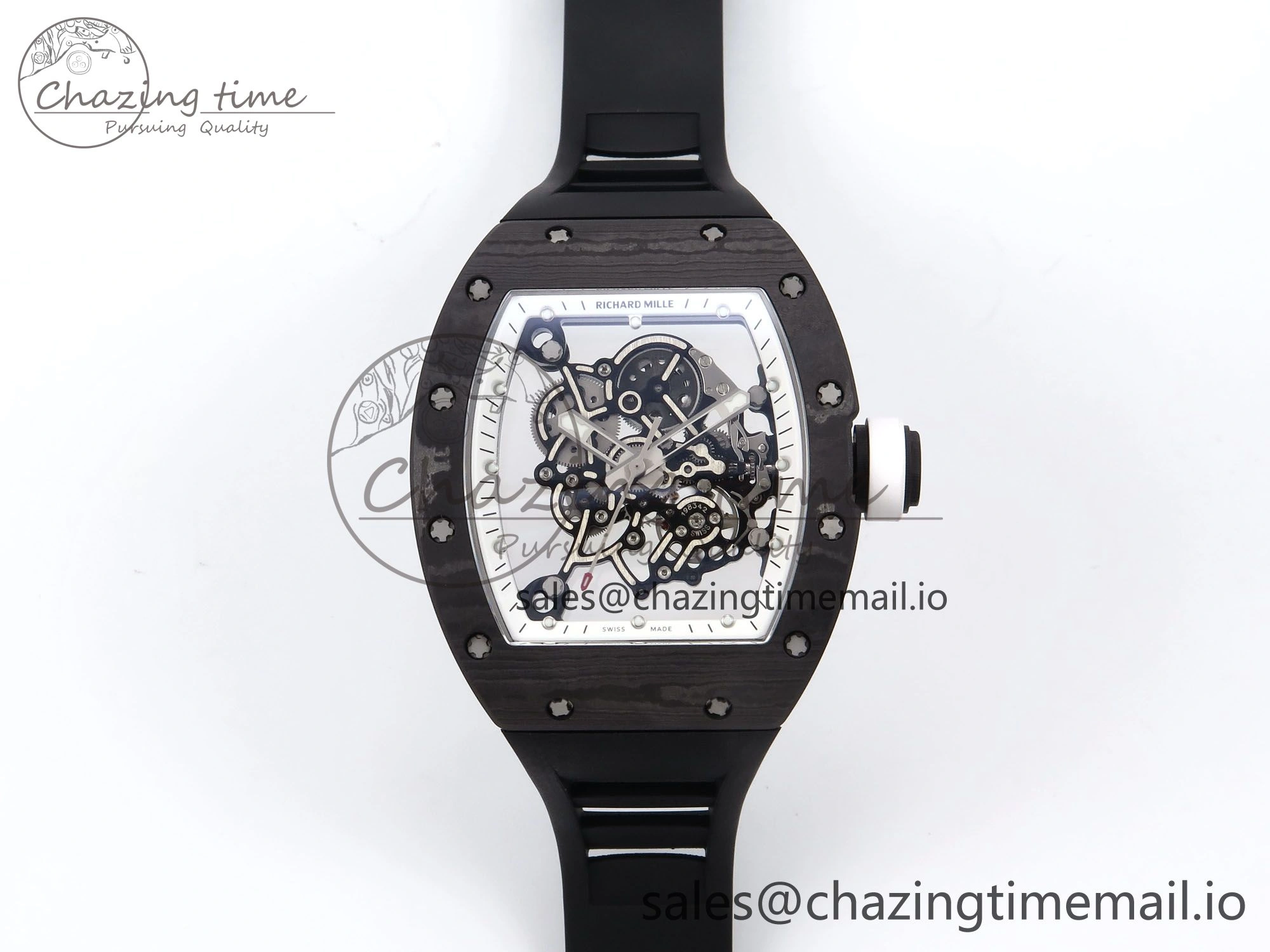 Reliable RM055 NTPT YSF 1:1 Best Edition White Bezel White Crown on Black Rubber Strap RMUL2 Super Clone 9249