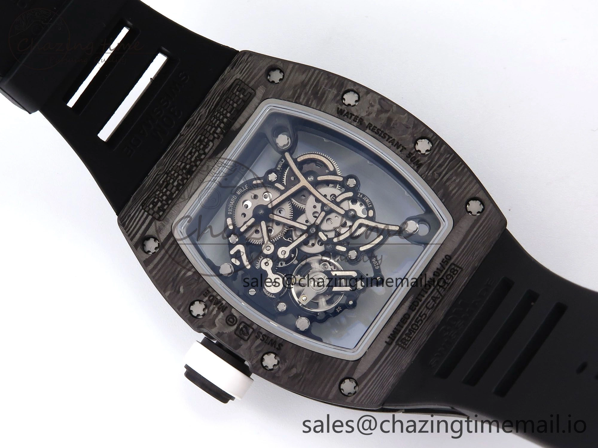 Reliable RM055 NTPT YSF 1:1 Best Edition White Bezel White Crown on Black Rubber Strap RMUL2 Super Clone 9249