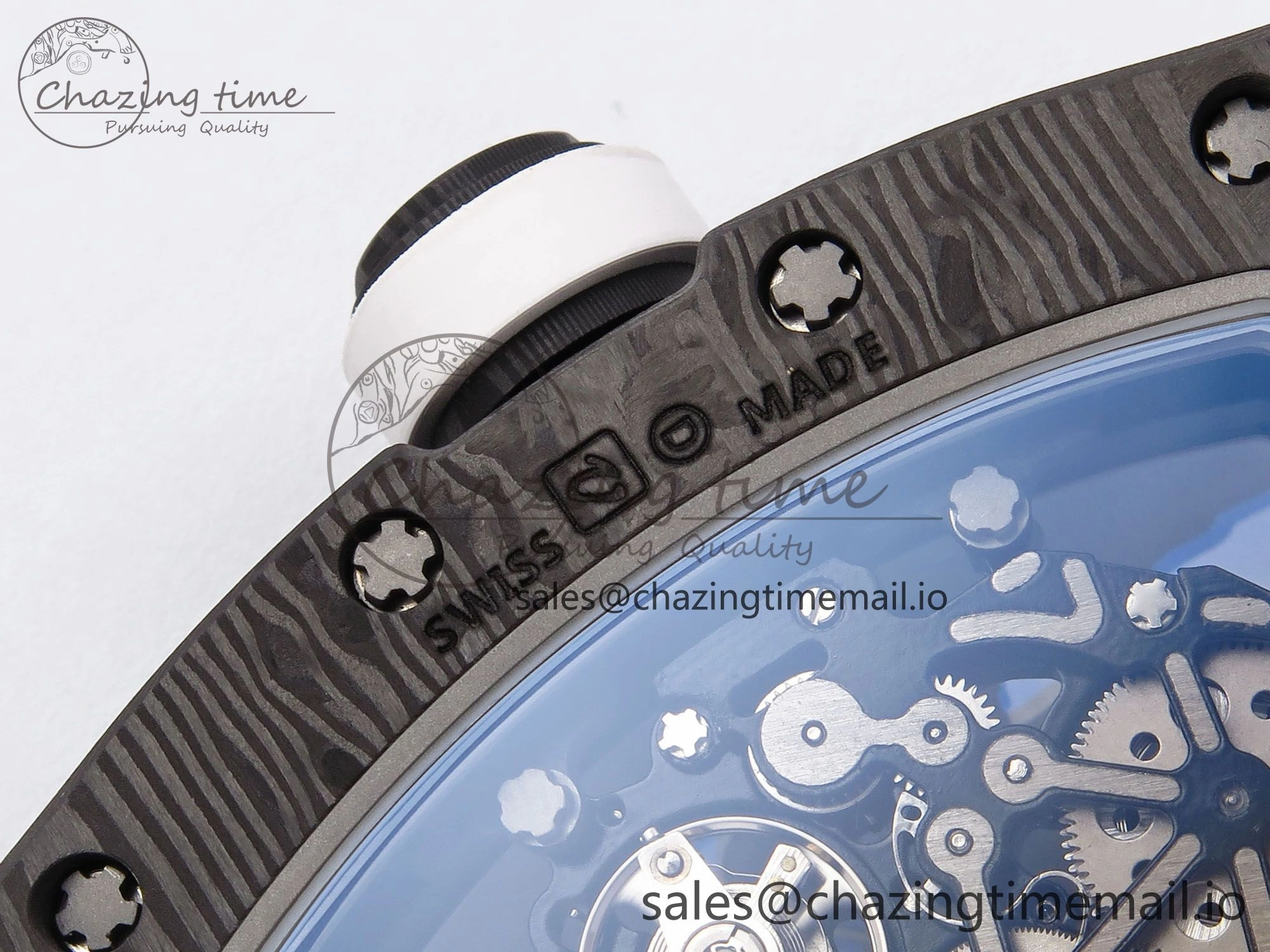 Reliable RM055 NTPT YSF 1:1 Best Edition White Bezel White Crown on Black Rubber Strap RMUL2 Super Clone 9249