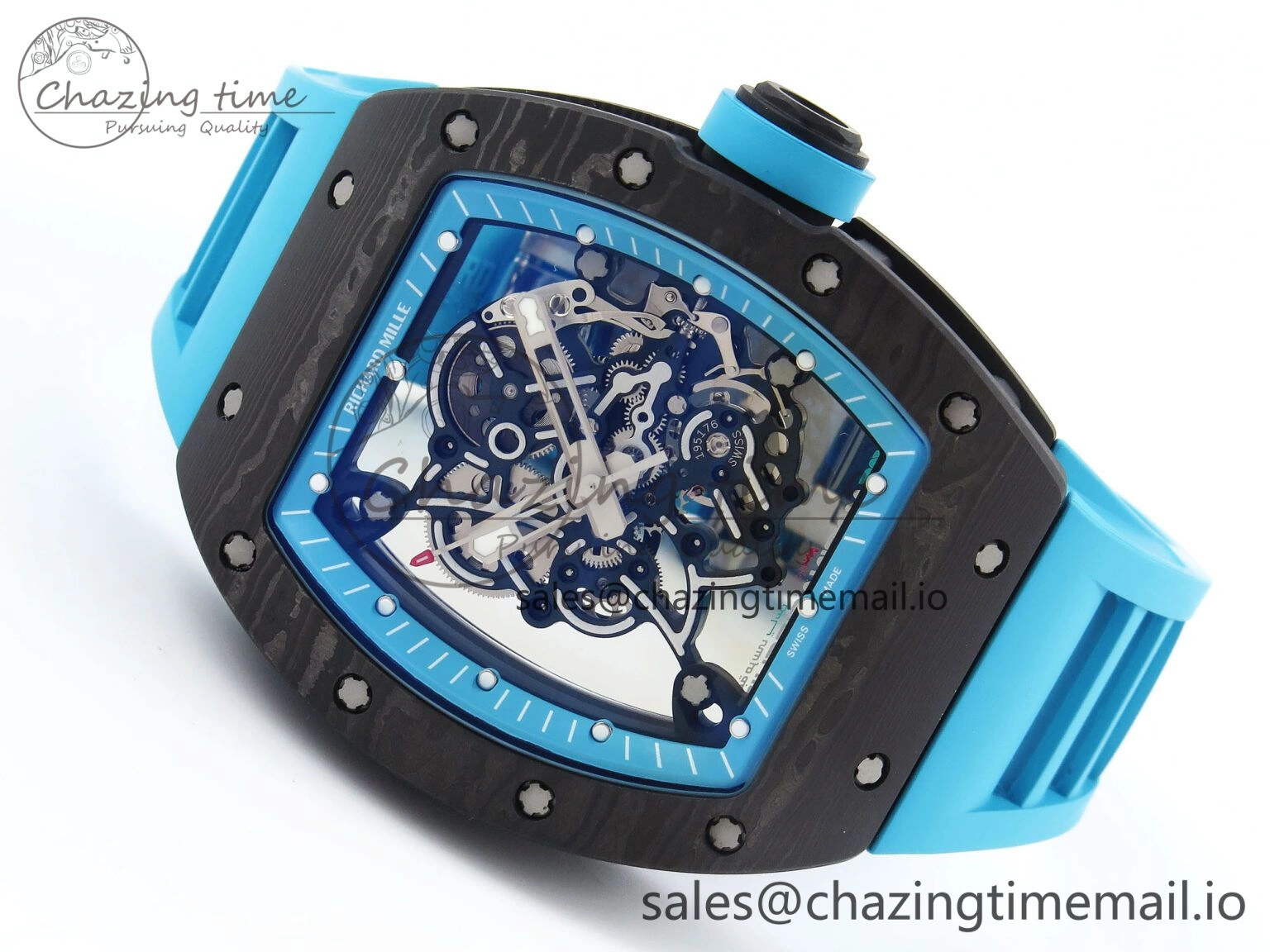 RM055 NTPT ZF 1:1 Best Edition Blue Bezel Blue Crown on Rubber Strap RMUL2 Super Clone Tailored 9278