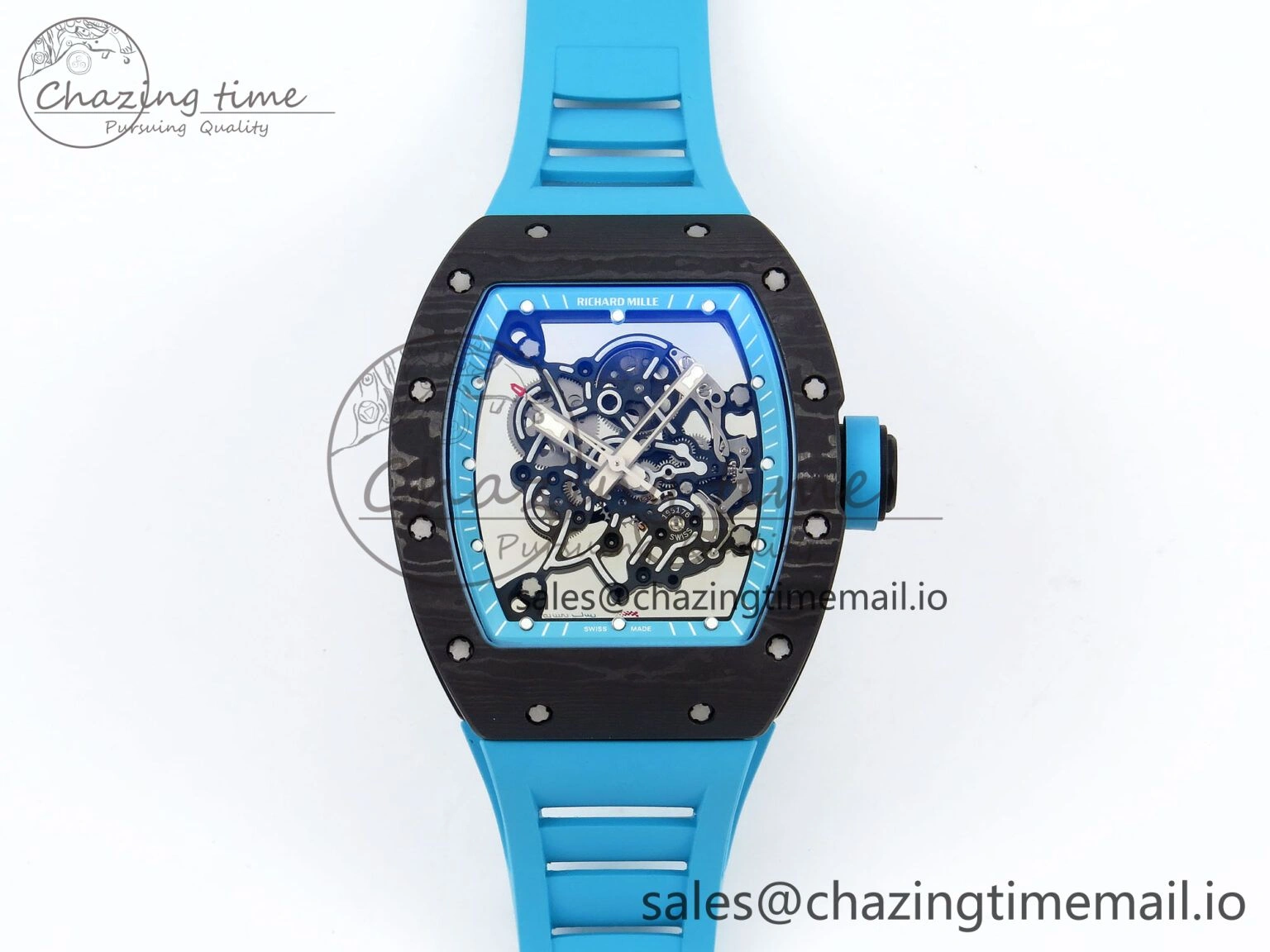 RM055 NTPT ZF 1:1 Best Edition Blue Bezel Blue Crown on Rubber Strap RMUL2 Super Clone Tailored 9278
