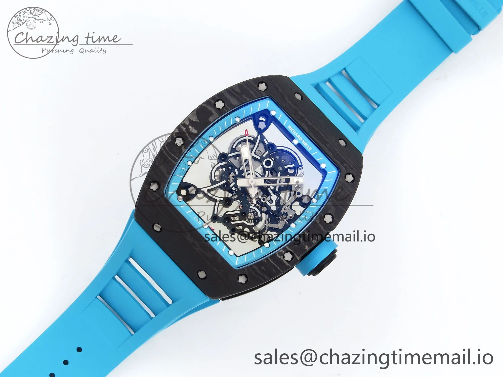 RM055 NTPT ZF 1:1 Best Edition Blue Bezel Blue Crown on Rubber Strap RMUL2 Super Clone Tailored 9278