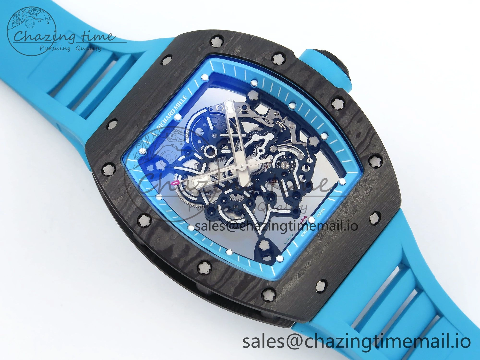 RM055 NTPT ZF 1:1 Best Edition Blue Bezel Blue Crown on Rubber Strap RMUL2 Super Clone Tailored 9278