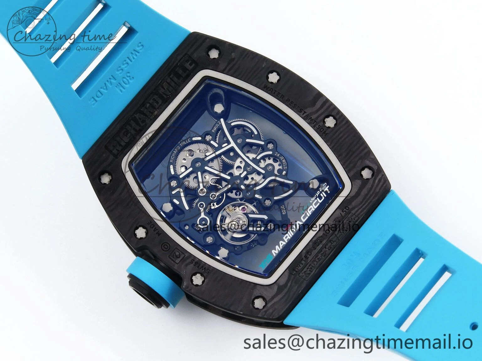 RM055 NTPT ZF 1:1 Best Edition Blue Bezel Blue Crown on Rubber Strap RMUL2 Super Clone Tailored 9278