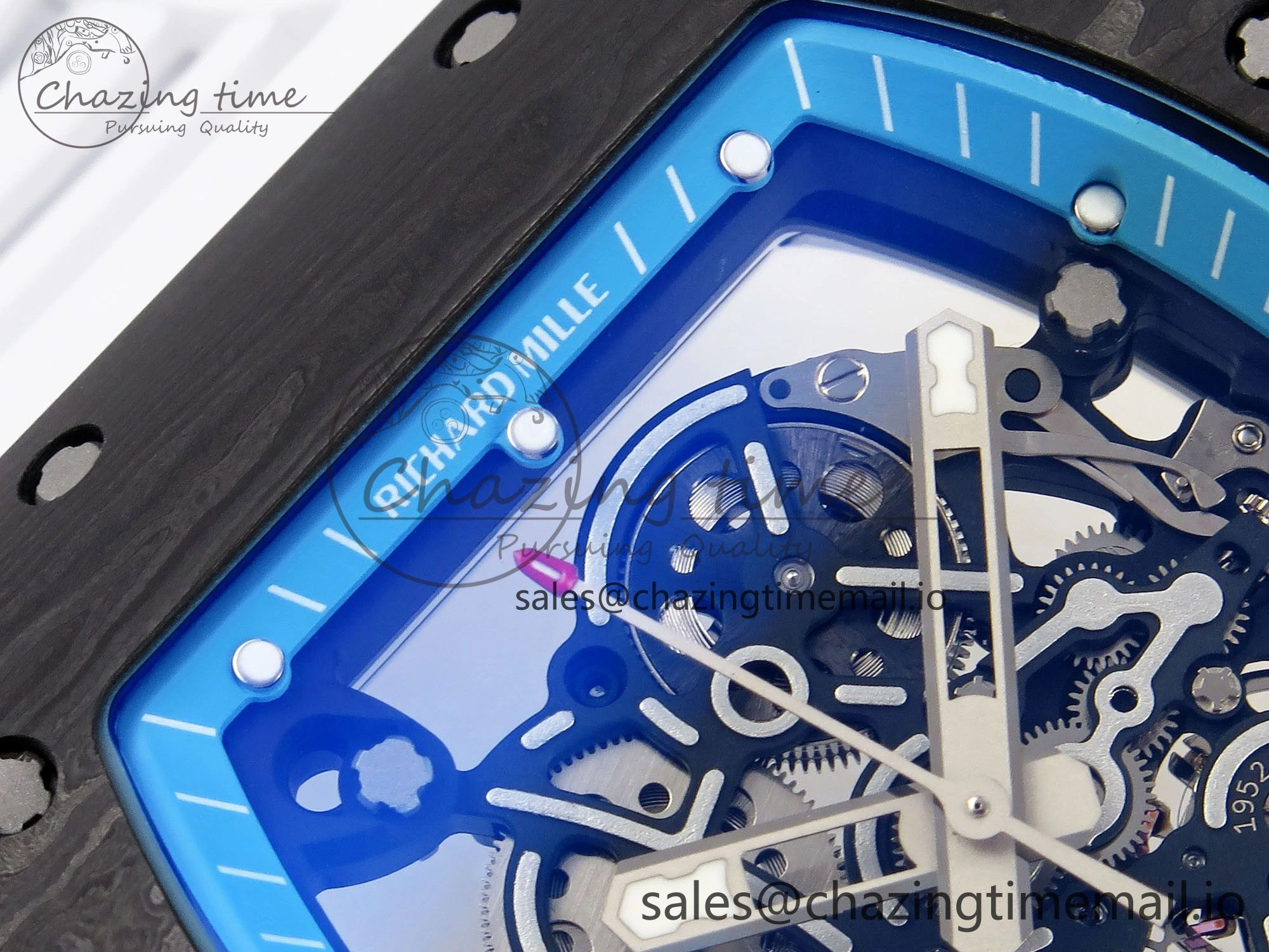Resilient RM055 NTPT ZF 1:1 Best Edition Blue Bezel White Crown on Rubber Strap RMUL2 Super Clone 9275